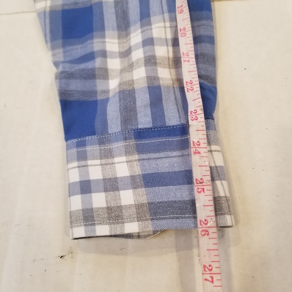 Untuckit Mens Short Sleeve Blue Check Plaid Button Up Size Medium Slim Fit Fiano - Picture 8 of 9